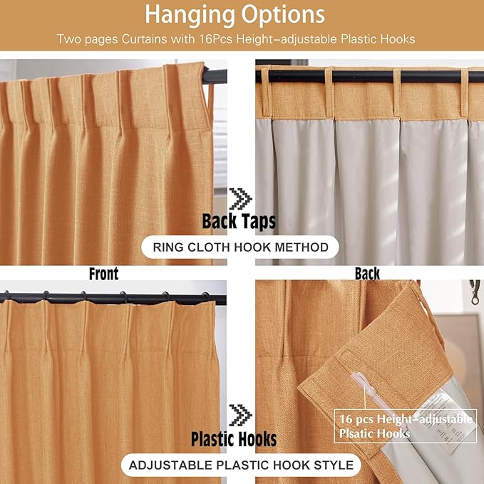 IVAPUPU Linen Pinch Pleated Blackout Curtains - Image 5
