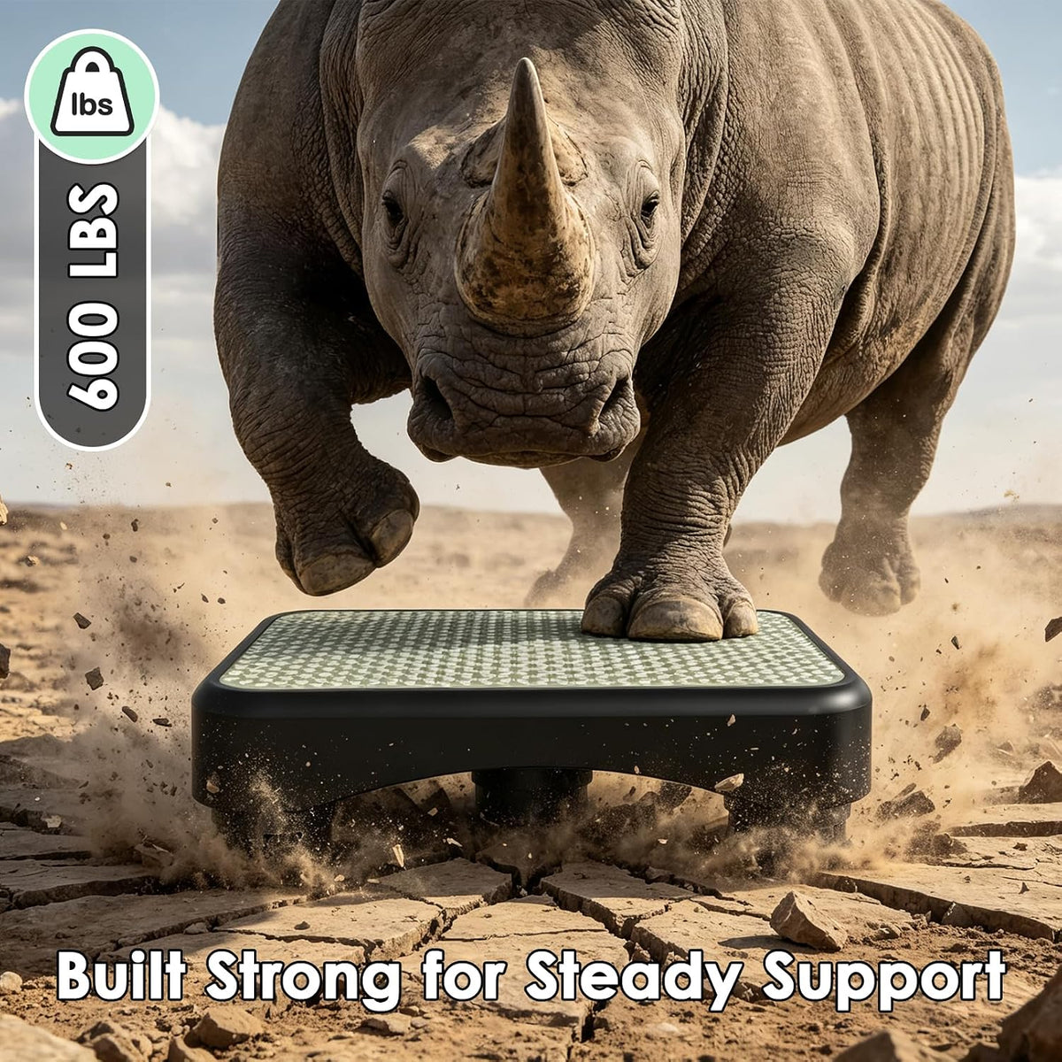 adjustable mobility step stool for adults, 3-level bed, close-up detail