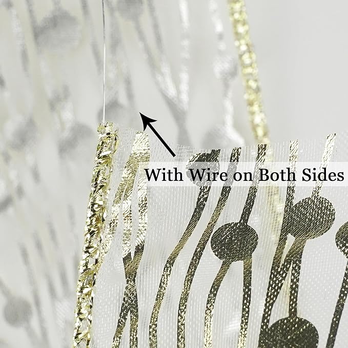 MEEDEE Gold Wired Ribbon 2.5 Inch Sheer Wired Christmas Ribbon - Image 3