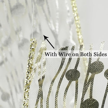 MEEDEE Gold Wired Ribbon 2.5 Inch Sheer Wired Christmas Ribbon - Image 3