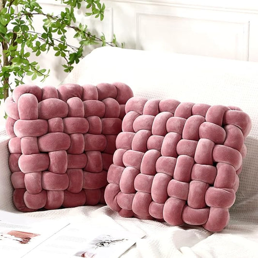Wenqik 2 Pcs Knot Pillows Square Knotted Plush Throws Soft Accent Pillows by Wenqik