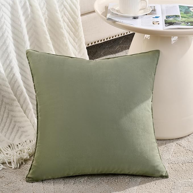 Fancy Homi 2 Packs Sage Green Decorative Throw Pillow Covers 18x18 inch - Image 2