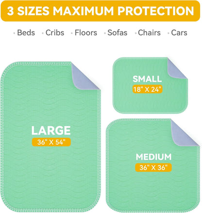 washable incontinence bed pads waterproof for adults, 36"x54"-4, front angle view