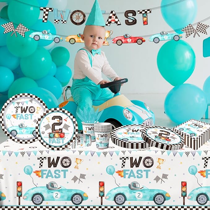 142pcs Two Fast Birthday Party Tableware Decorations - Image 6