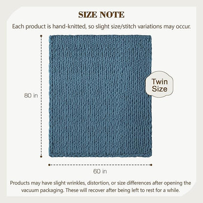 Carriediosa Chunky Knit Throw Blanket 60" X 80" Twin, 100% Hand Made Large - Image 3