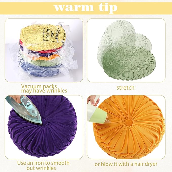 Yerliker 6 Pcs Floor Pillow Cushions 15inch Round Velvet Throw Pillows Colorful - Image 3