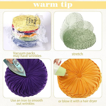 Yerliker 6 Pcs Floor Pillow Cushions 15inch Round Velvet Throw Pillows Colorful - Image 3