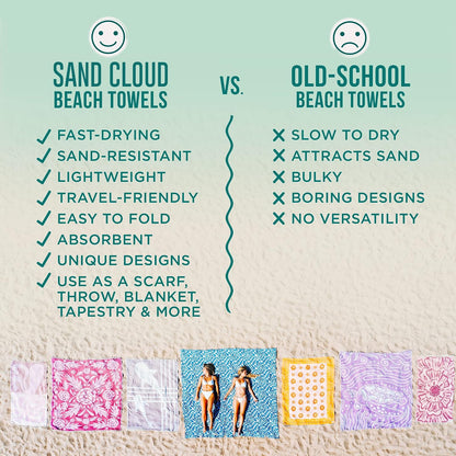 sand cloud turkish beach towel - sand resistant, side view