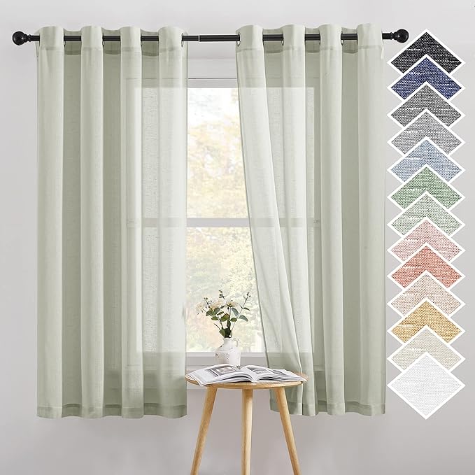 NICETOWN Linen Sheer Curtains Flax Textured, Grommet Top Casual Thick by NICETOWN
