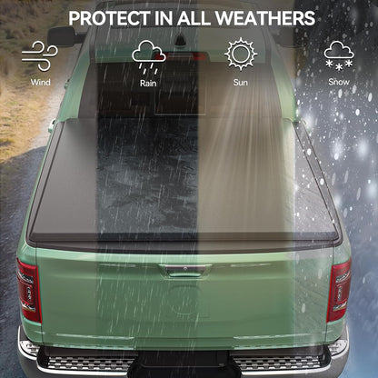 ledkingdomus soft quad-fold tonneau cover for 2014-2019 silverado showing dimensions