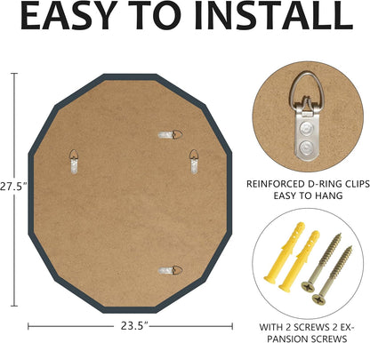 23.5x27.5 inch bathroom mirrors for over sink, round showing dimensions