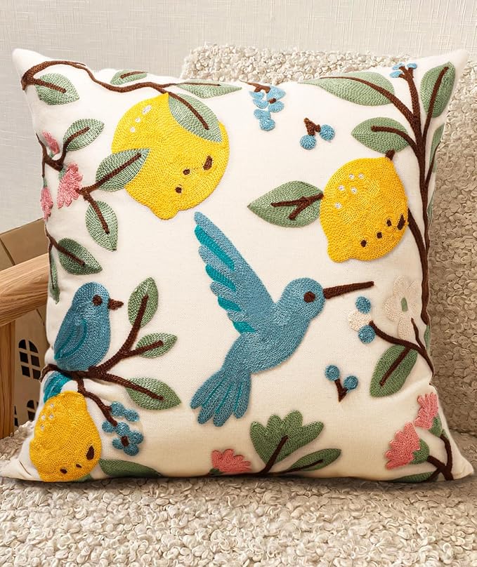 Embroidered Throw Pillow Covers 18x18 Inch by Kokaaee