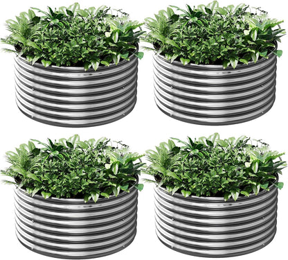 2x2ft round corrugated galvanized steel raised garden bed, main product view