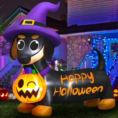 Danxilu Halloween Inflatables Outdoor Decorations 5 FT Dachshund Wiener Dog