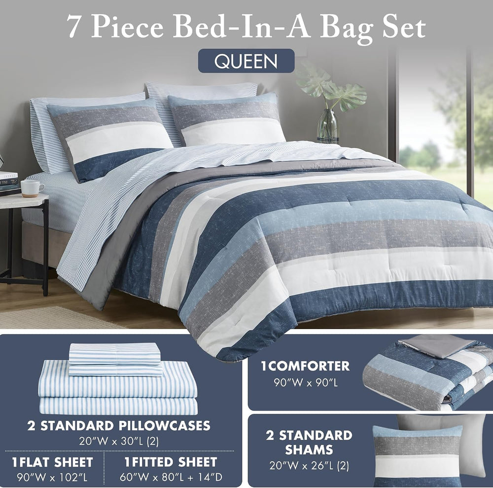 Madison Park Essentials Jaxon Bed in a Bag Comforter Set with Sheet, Printed ...
