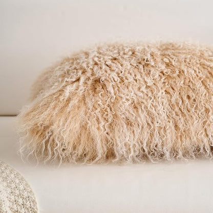 Genuine Mongolian Lamb Fur Pillow Cover – 12"x20" Rectangular Cushion Case – - Image 6