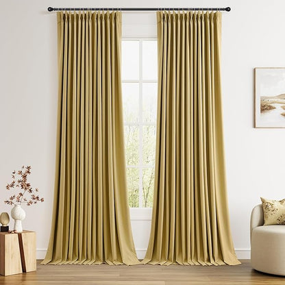 Joywell 100% Blackout Pinch Pleat Linen Curtains 110 Inch Long 2 Panels by Joywell