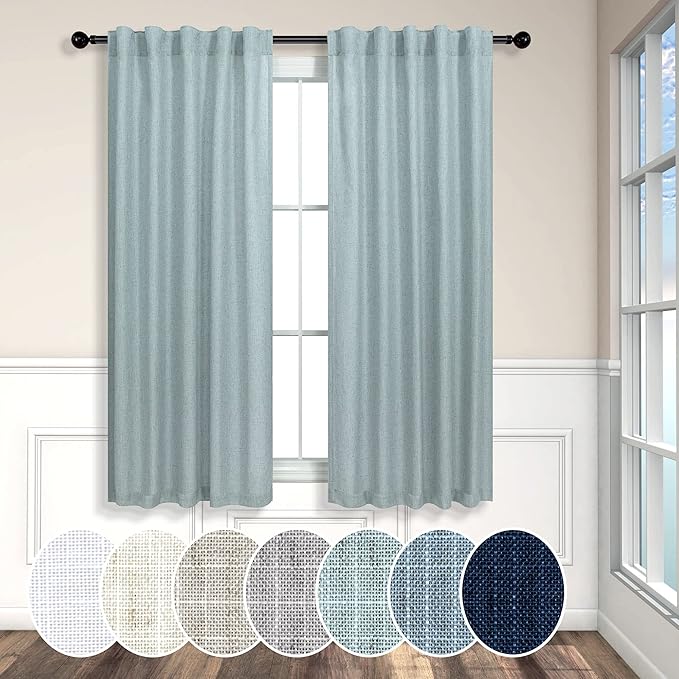 Seafoam Curtains 38 Inch Width for Kitchen 2 Panel Back Tab Rod Pocket Semi - Image 7
