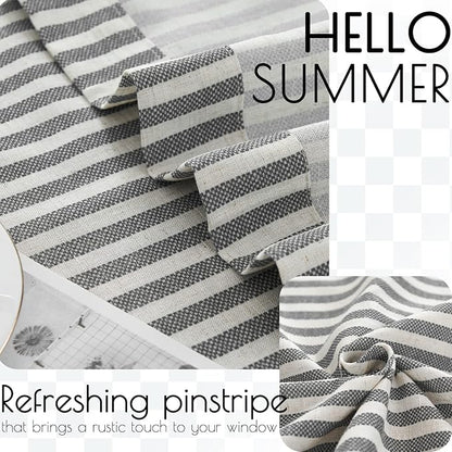 JINCHAN Tie Top Linen Kitchen Curtains 36 Inch Striped Tier Curtains Farmhouse - Image 4