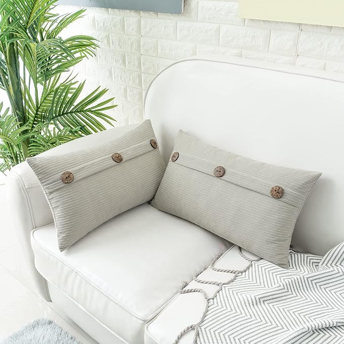 HWY 50 Light Grey Gray Chenille Throw Pillow Covers 12x20 Inch - Image 3