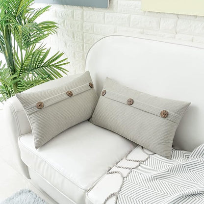 HWY 50 Light Grey Gray Chenille Throw Pillow Covers 12x20 Inch - Image 3