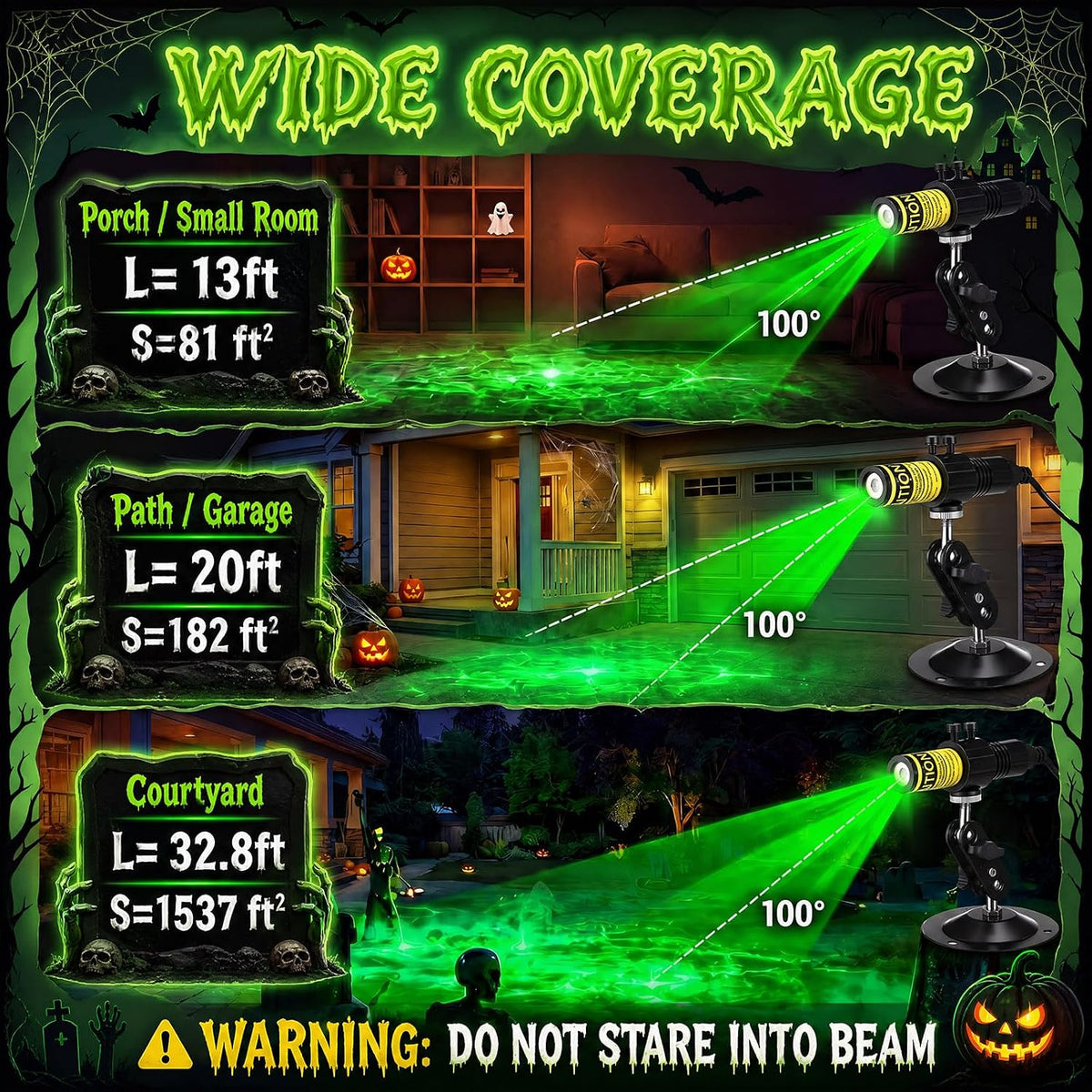 Aurelema 1 Pack Green Laser Halloween Module Generator with Timer,Green