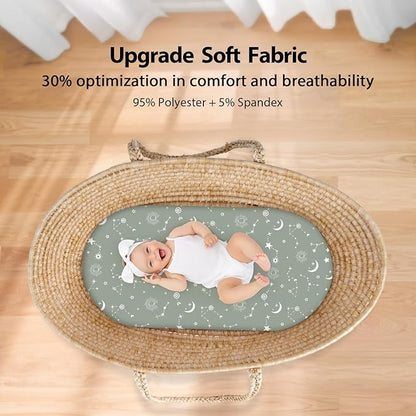 Baby Bassinet Sheets Girl Boy, Fitted Bassinet Sheet Set 3 Pack Bassinet - Image 4