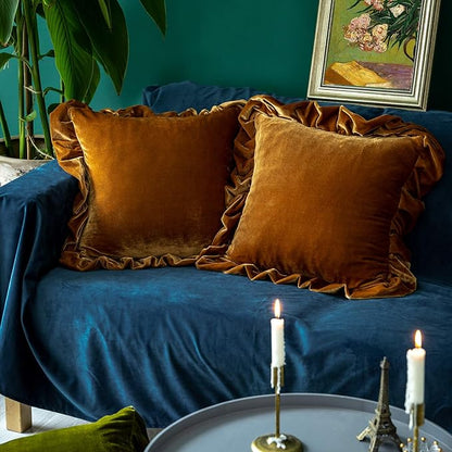 Velvet Throw Pillow Cover Soft Decorative Luxurious Solid Square Cushion Case by GLORYSEASON