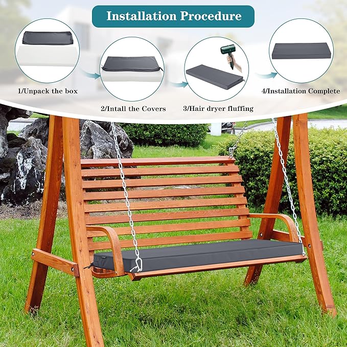 Outdoor Bench Cushions 42 x 18 Inch Thick Waterproof Porch Swing Cushions - Image 6