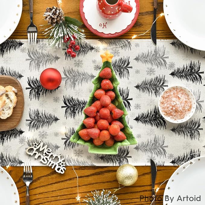 Artoid Mode Xmas Trees Snowflake Christmas Table Runner, Seasonal Winter - Image 4