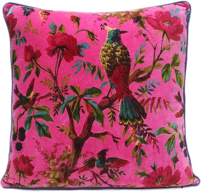 Eyes of India Velvet Floral Flower Bird Throw Pillow Sofa Cushion Cover Case by EyesofIndia