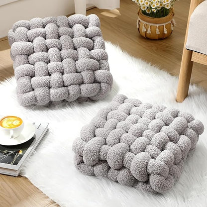 Wenqik 2 Pcs Knot Pillows Square Knotted Plush Throws Soft Accent Pillows - Image 4