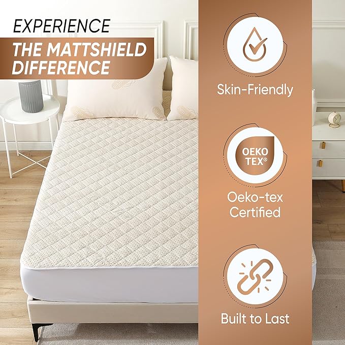 Luxury Quilted Organic Cotton Mattress Protector Full - Image 2