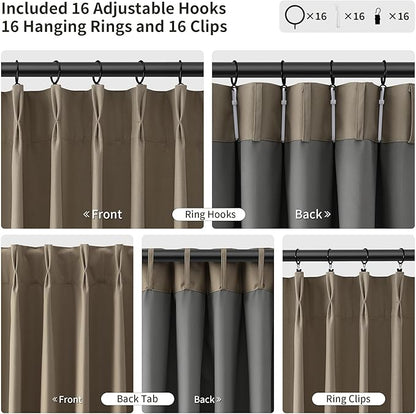 Pinch Pleated 100% Blackout Linen Curtains 2 Panels Linen Blend Room Darkening - Image 3