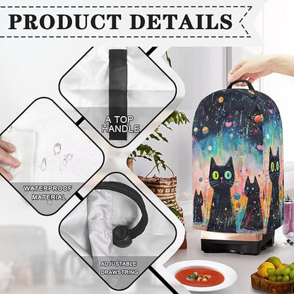 Vintage Black Cat Blender Dust Cover Food Processor Cover Coffee Machine - Image 5