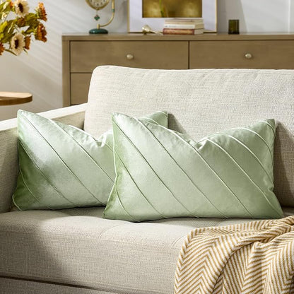 GIGIZAZA Sage Green Velvet Pillow Covers 12x20 by GIGIZAZAFocusingonhomedecoration