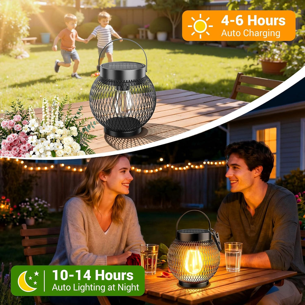 Solar Lanterns Outdoor Waterproof, Metal Hanging Solar Lights, 4 Pack