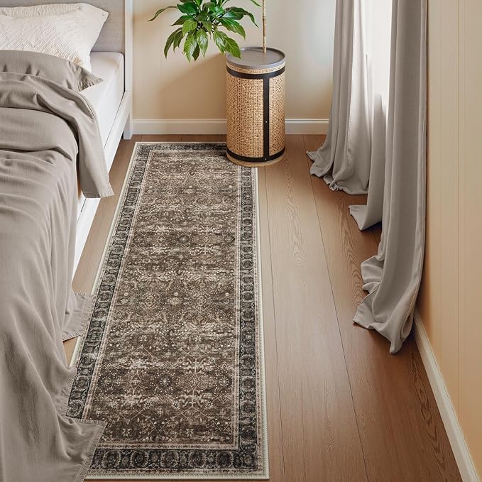 Lahome Boho 2x6 Brown Kitchen Runner Rugs Non Skid Washable, Vintage Carpet - Image 7