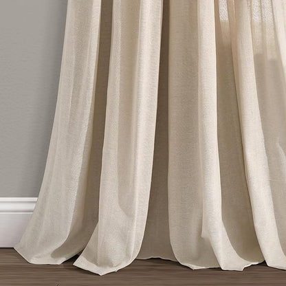 Lush Decor Linen Button Window Curtain Panel, Dark Linen- Country Curtains - Image 4