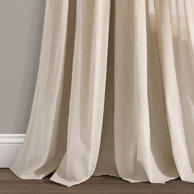 Lush Decor Linen Button Window Curtain Panel, Dark Linen - Image 4