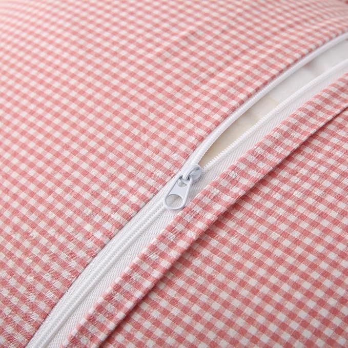 Pink/White Ruffle Plaid Throw Pillow Covers Farmhouse Checkered Gingham18 x18 - Image 4
