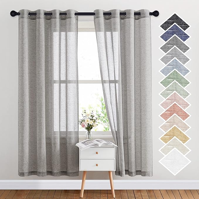 NICETOWN Sheer Curtains Open Linen Blend by NICETOWN