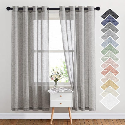 NICETOWN Sheer Curtains Open Linen Blend by NICETOWN