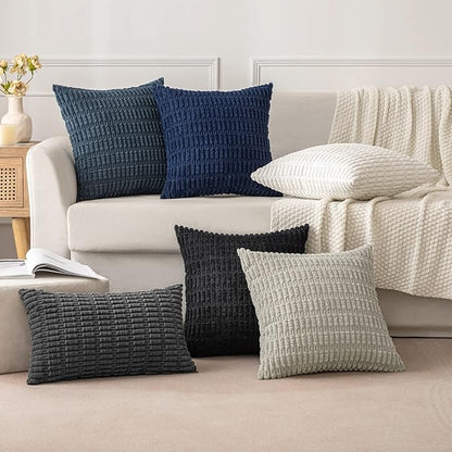 MIULEE Pack of 2 Corduroy Decorative Euro Sham Throw Pillow Covers 26x26 Inch - Image 2