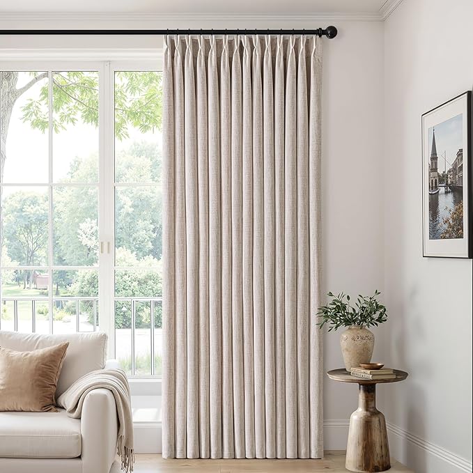 MIULEE Pinch Pleated Thick Linen Curtains 84 Inch 4 Panels Set Back Tab Memory - Image 6