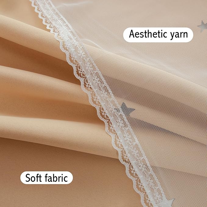 Anytime Romantic Kids Curtain, Hollow-Out Stars Window Curtain Double Layer - Image 8