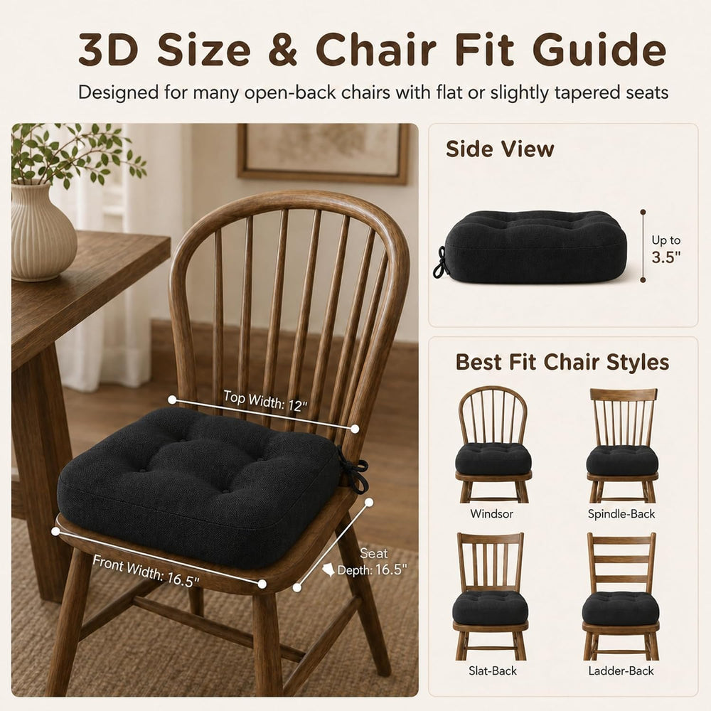 Codi Dining Chair Cushions 4 Pack, Thick Memory Foam Kitchen Seat Pads