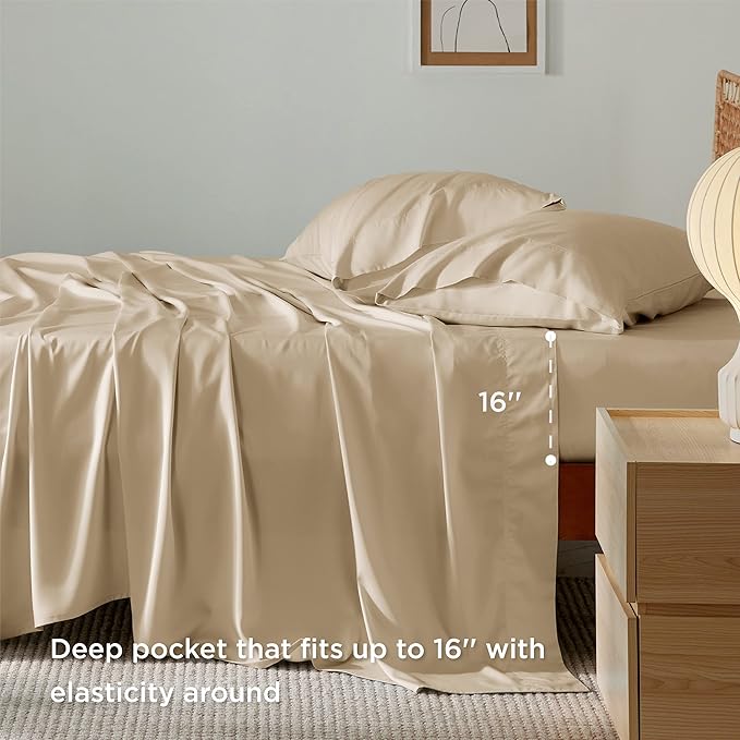 Bedsure California King Sheet Sets, Cooling Sheets - Image 3