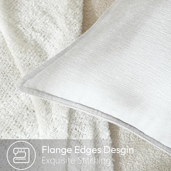 Stellhome Lumbar Chenille Throw Pillow Covers Set of 2 Super Soft Textured - Image 3