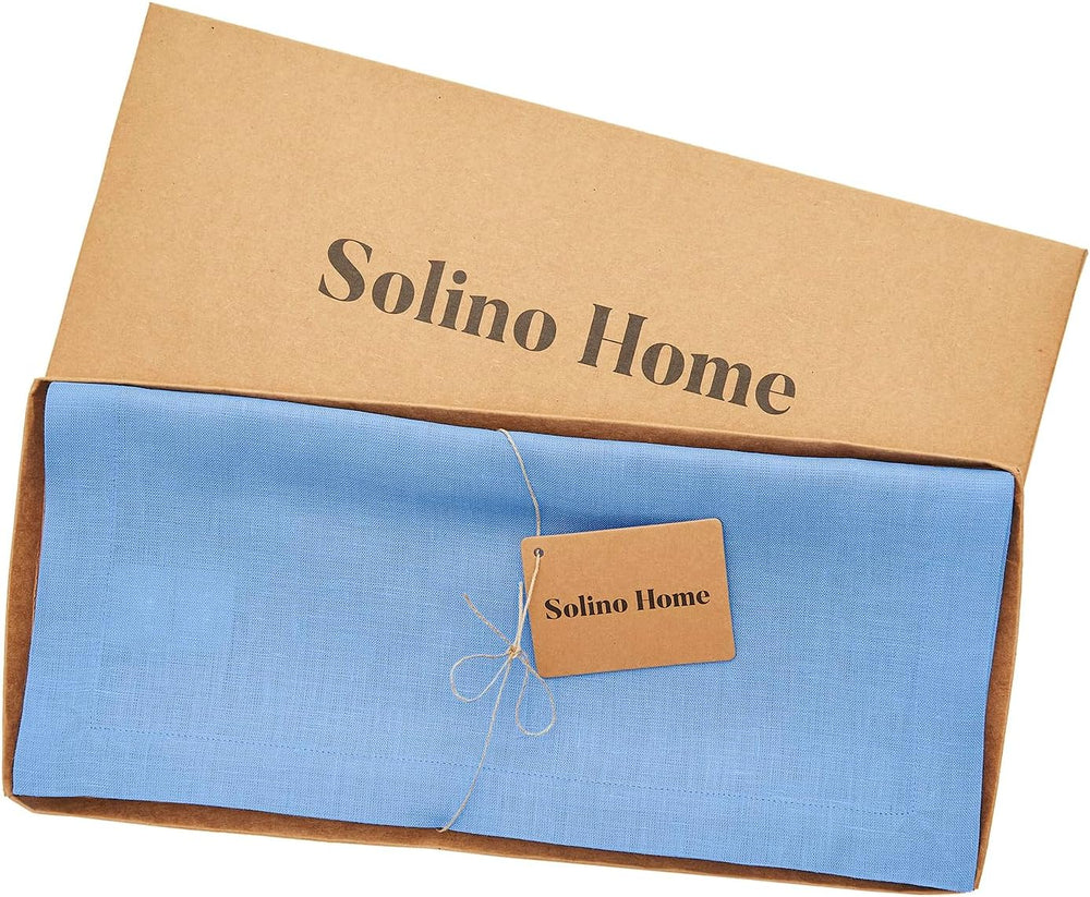 Solino Home 100% Pure Linen Table Runner Provence Blue, Fete 14 x 72 in